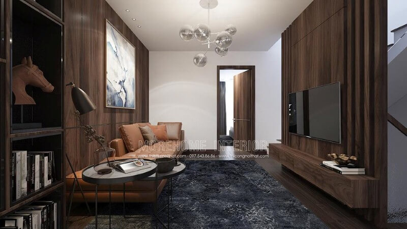 Sofa cam văng dài bọc da đẹp cho phòng giải trí hiện đại, sang trọng. Thiết kế nội thất