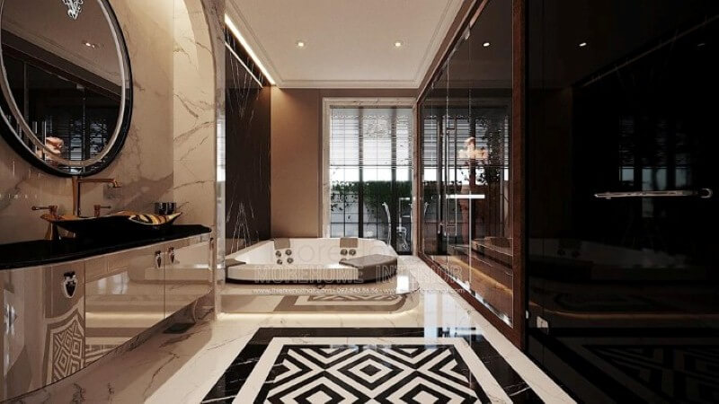 Trang trí nội thất phòng tắm đẹp, sang trọng tại biệt thự Vinhomes Imperia Hải Phòng. Thiết kế nội thất