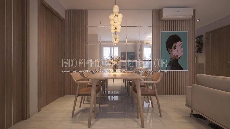 Khu vực ăn uống được thiết kế nhỏ gọn phù hợp với diện tích, nhưng vẫn rất tiện nghi và ấm áp