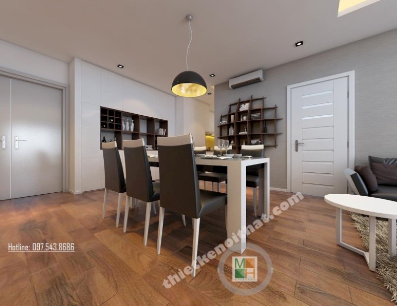 Chỉ với 2 tone màu đen và trắng, kiến trúc sư đã khéo léo tạo nên một không gian phòng ăn rộng và thoáng hơn