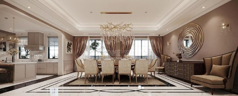Trang trí nội thất phòng ăn đẹp tại biệt thự Vinhomes Imperia Hải Phòng. Thiết kế nội thất
