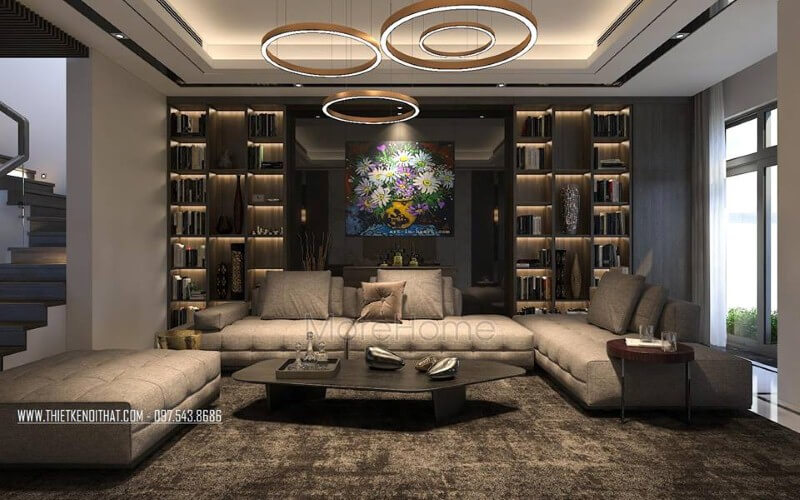 Tranh treo tường trang trí đẹp, sang trọng cho phòng khách biệt thự, nhà phố hiện đại. Mẫu nội thất biệt thự đẹp