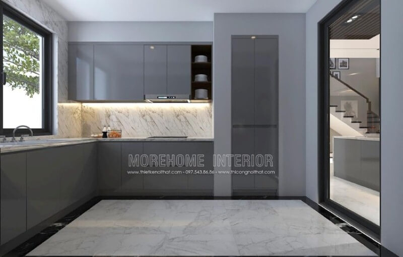 Đá ốp tường bếp vân mây đẹp sang trọng sẽ là lựa chọn tuyệt vời cho phòng bếp hiện đại. Thiết kế nội thất