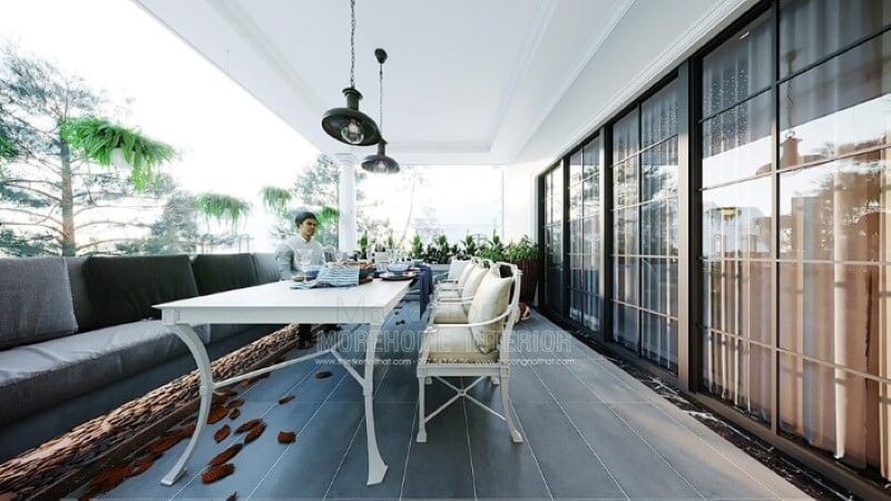 Bộ bàn ghế đẹp, sang trọng cho khu vực giải trí ngoài trời biệt thự, nhà phố. Mẫu nội thất biệt thự đẹp