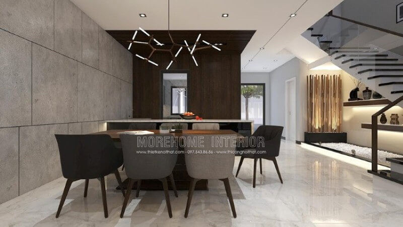Phong cách trang trí nội thất hiện đại sử dụng tone màu xám là điểm nhấn ấn tượng phù hợp không gian nhà phố, biệt thự. Thiết kế nội thất bệt thự Hà Nội