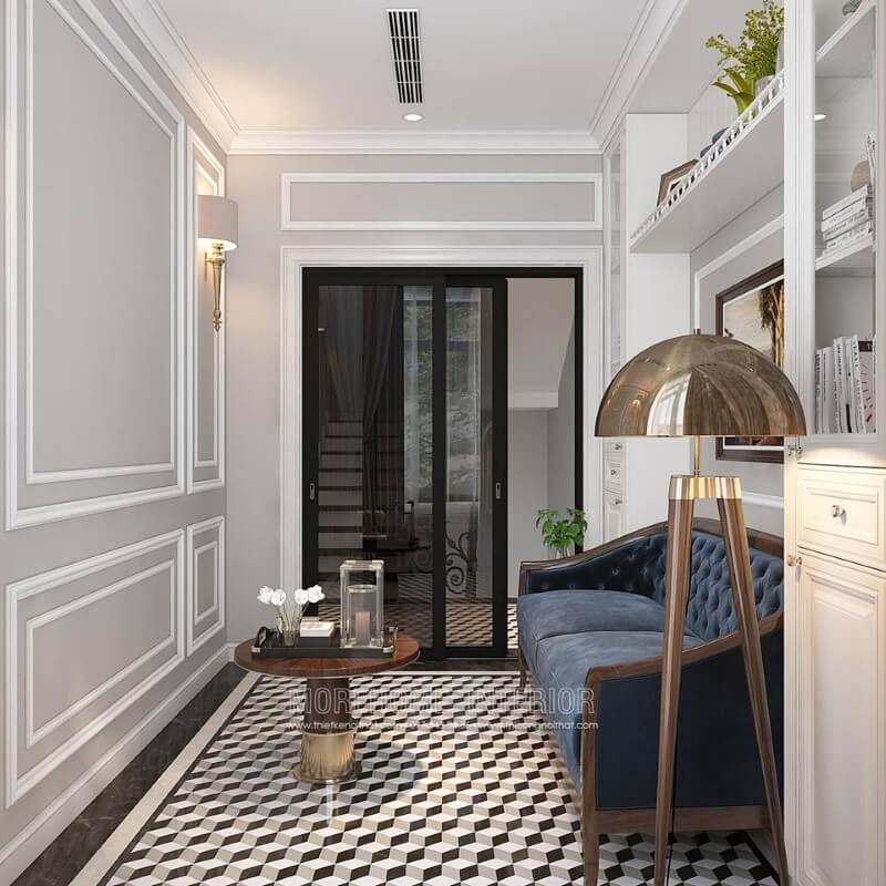Sắp xếp phòng đọc sách đẹp, sang trọng nhưng vẫn mang lại cảm giác thư thái và độ tập trung tối đa cho chủ nhân. Thiết kế nội thất bệt thự Hà Nội