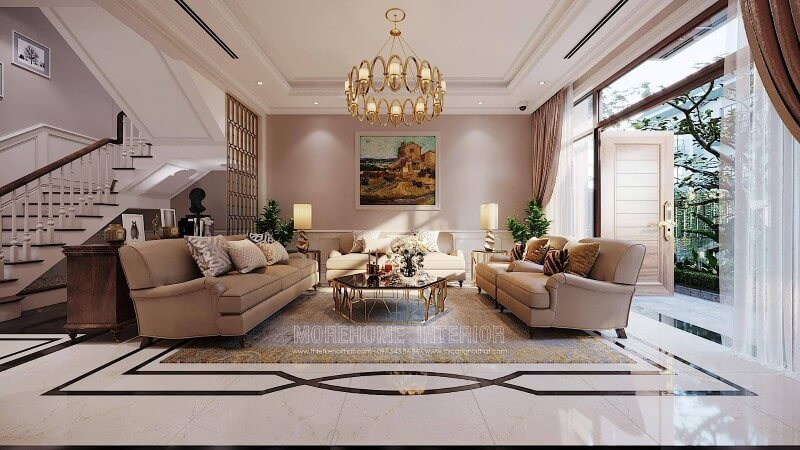 Mẫu sofa bọc da sang trọng phong cách tân cổ điển Thiết kế nội thất