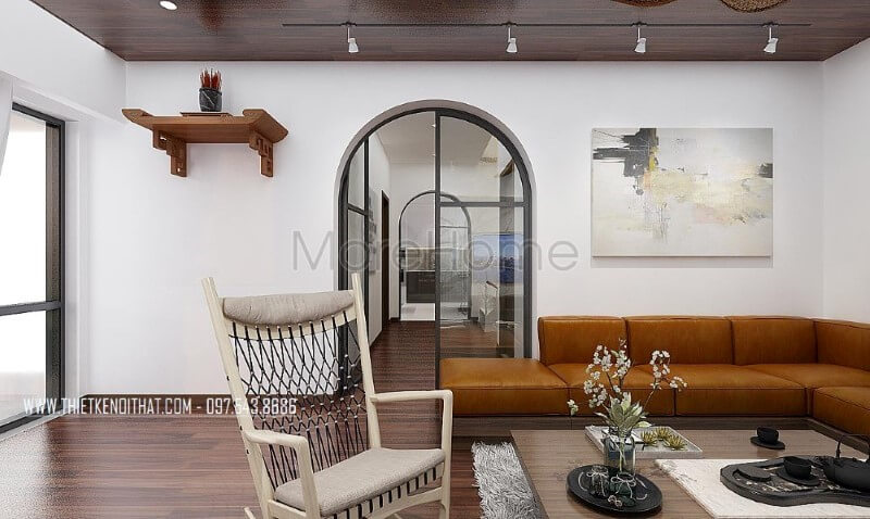 Lựa chọn thiết kế sofa da màu nâu sang trọng kiểu dáng góc chữ L tiện lợi mang lại cảm giác tinh tế thoáng đãng cho phòng khách biệt thự, nhà phố hiện đại. Mẫu nội thất biệt thự đẹp