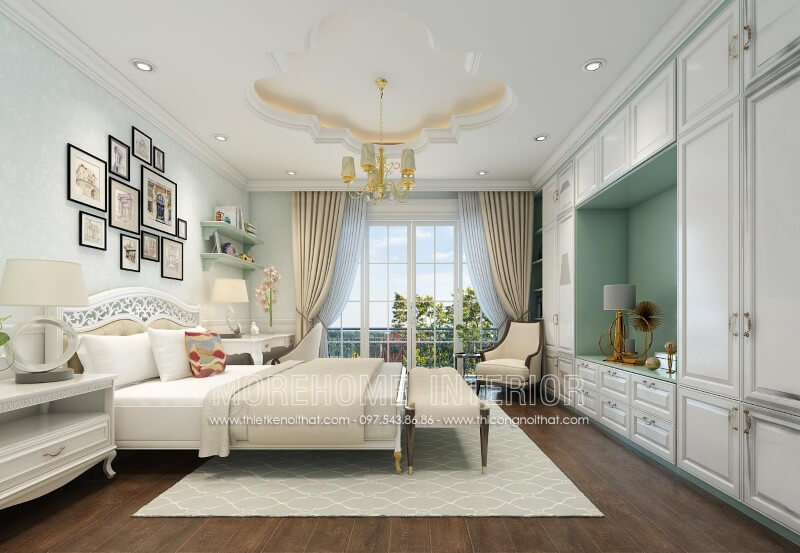 Thiết kế giường ngủ biệt thự, chung cư cao cấp phong cách tân cổ điển Mẫu nội thất biệt thự đẹp