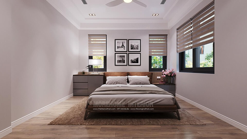 Biến không gian nội thất phòng ngủ nhà bạn sang trọng và tinh tế hơn với kiểu dáng giường ngủ gỗ hiện đại này. Mẫu nội thất biệt thự đẹp