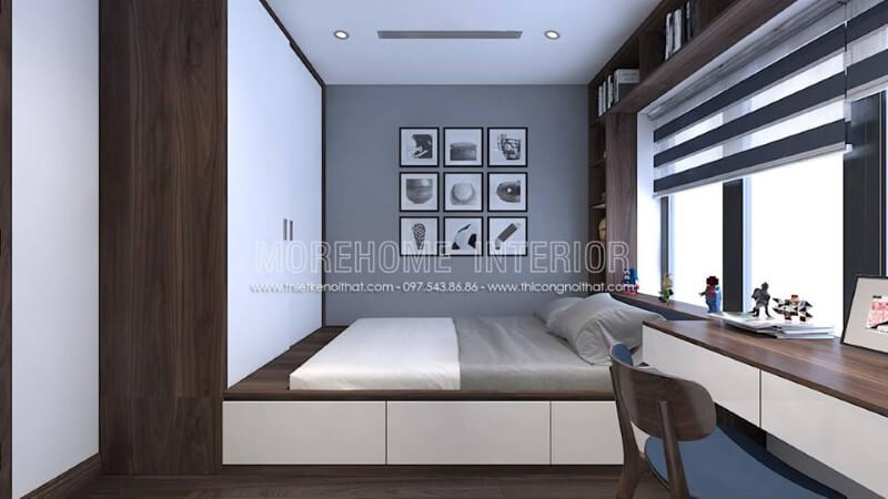 Tủ quần áo liền giường đẹp, lựa chọn hoàn hảo để tăng độ thông thoáng cho phòng ngủ hiện đại của con. Mẫu nội thất biệt thự đẹp