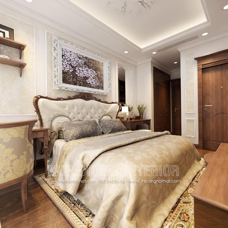 Trang trí phòng ngủ biệt thự cao cấp với giường ngủ óc chó Mẫu nội thất biệt thự đẹp