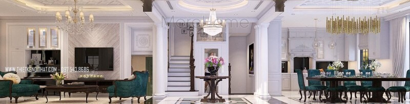 Mẫu thiết kế nội thất biệt thự Vinhomes Riverside là một trong những công trình thiết kế mang đậm phong cách tân cổ điển, sang trọng và quý phái Thiết kế nội thất