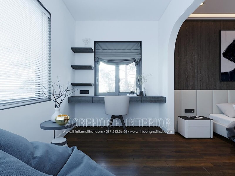 Ghế ngồi làm việc kiểu dáng độc đáo tạo sức hút ấn tượng cho không gian hiện đại. Thiết kế nội thất bệt thự Hà Nội