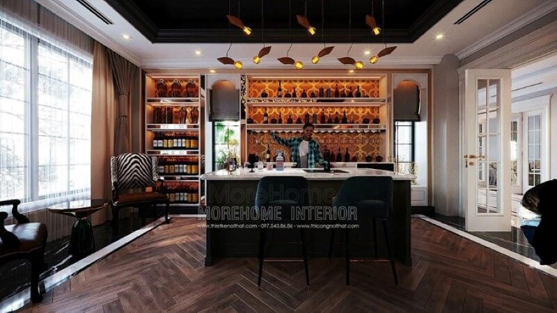 Thiết kế quầy bar đẹp, sang trọng tại nhà. Thiết kế nội thất bệt thự Hà Nội